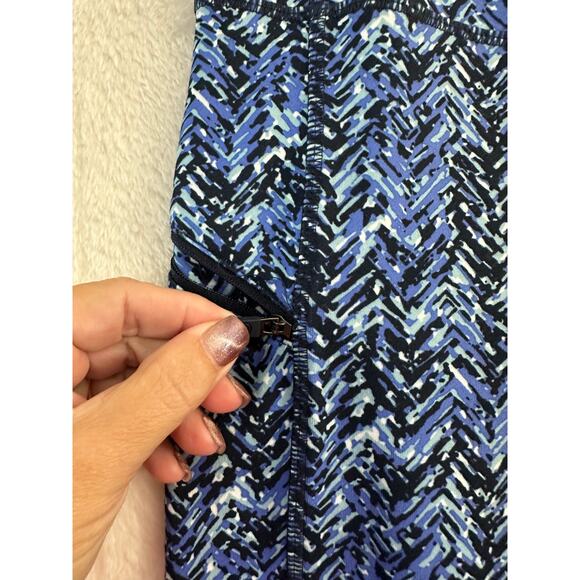 T Talbots Blue Black UPF 50 Pants L Performance Leggings - Picture 2 of 5